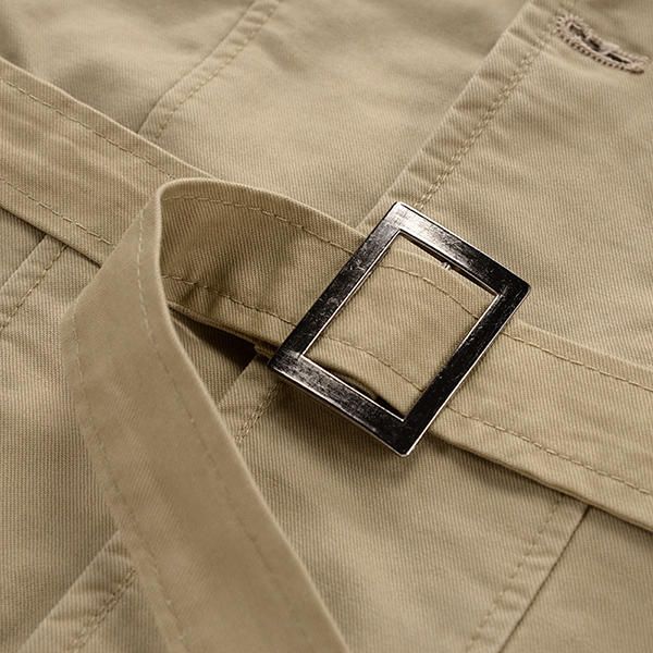 Otoño Hombre Algodón Plus Cachemira Gabardina Sección Larga Chaqueta De Costura Delgada