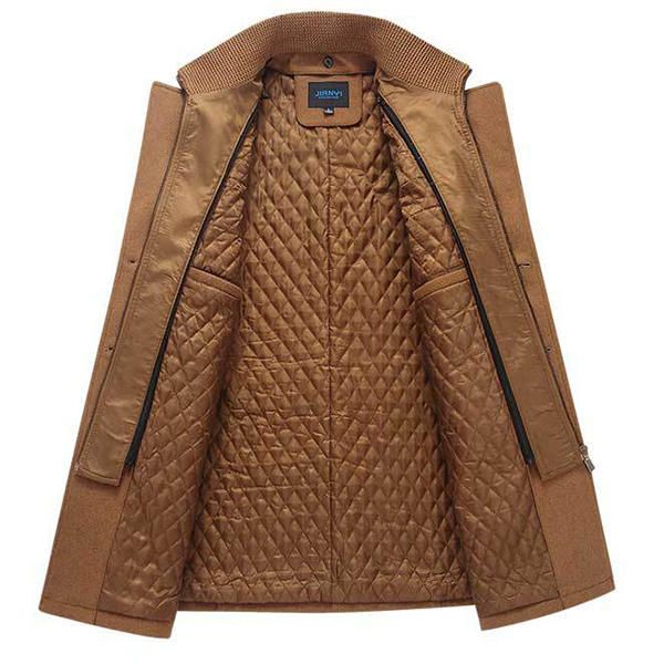 Otoño Invierno Moda Negocios Chaqueta Casual De Doble Cuello Chaqueta Cálida De Lana Para Hombre Gabardina Larga