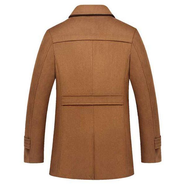 Otoño Invierno Moda Negocios Chaqueta Casual De Doble Cuello Chaqueta Cálida De Lana Para Hombre Gabardina Larga