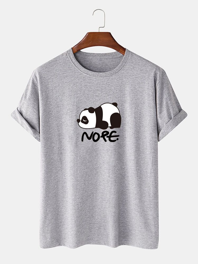 Camiseta Casual De Algodón De Manga Corta Con Estampado De Dibujos Animados De Panda Nope Para Hombre