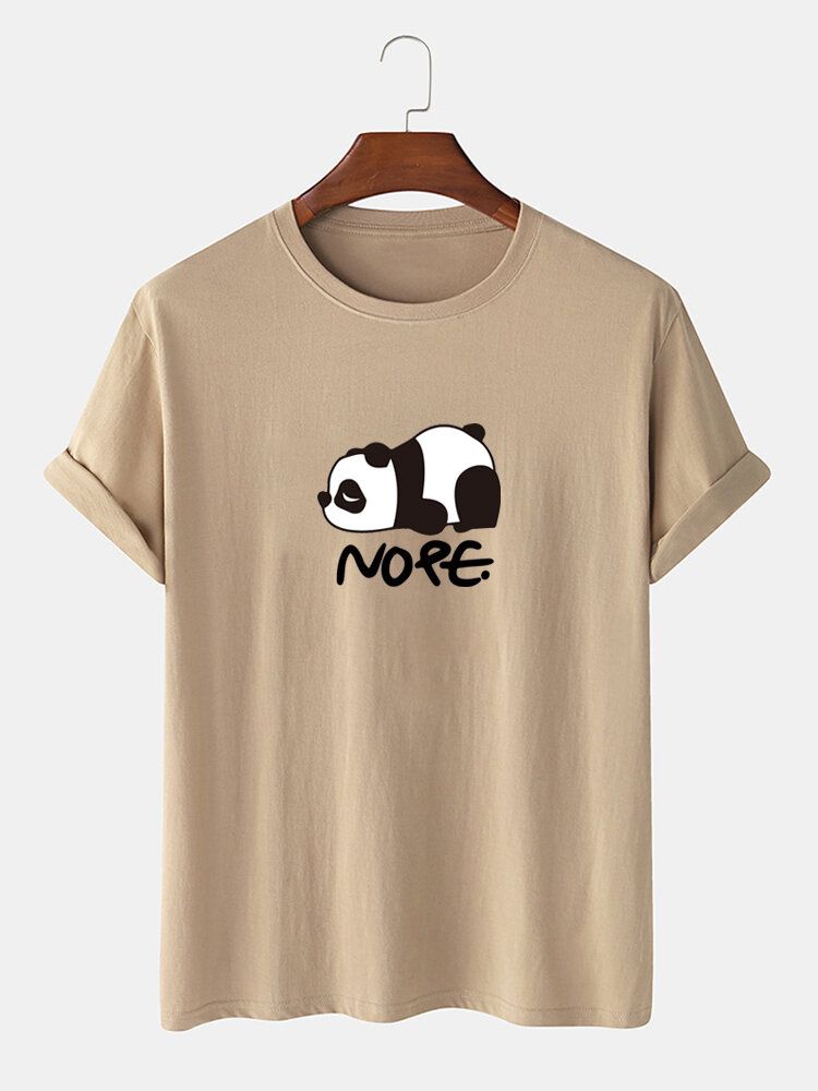 Camiseta Casual De Algodón De Manga Corta Con Estampado De Dibujos Animados De Panda Nope Para Hombre