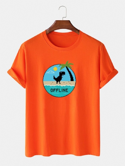 Camiseta Casual Fina Transpirable Con Estampado Gráfico De Dinosaurio De Dibujos Animados 100% Algodón Para Hombre