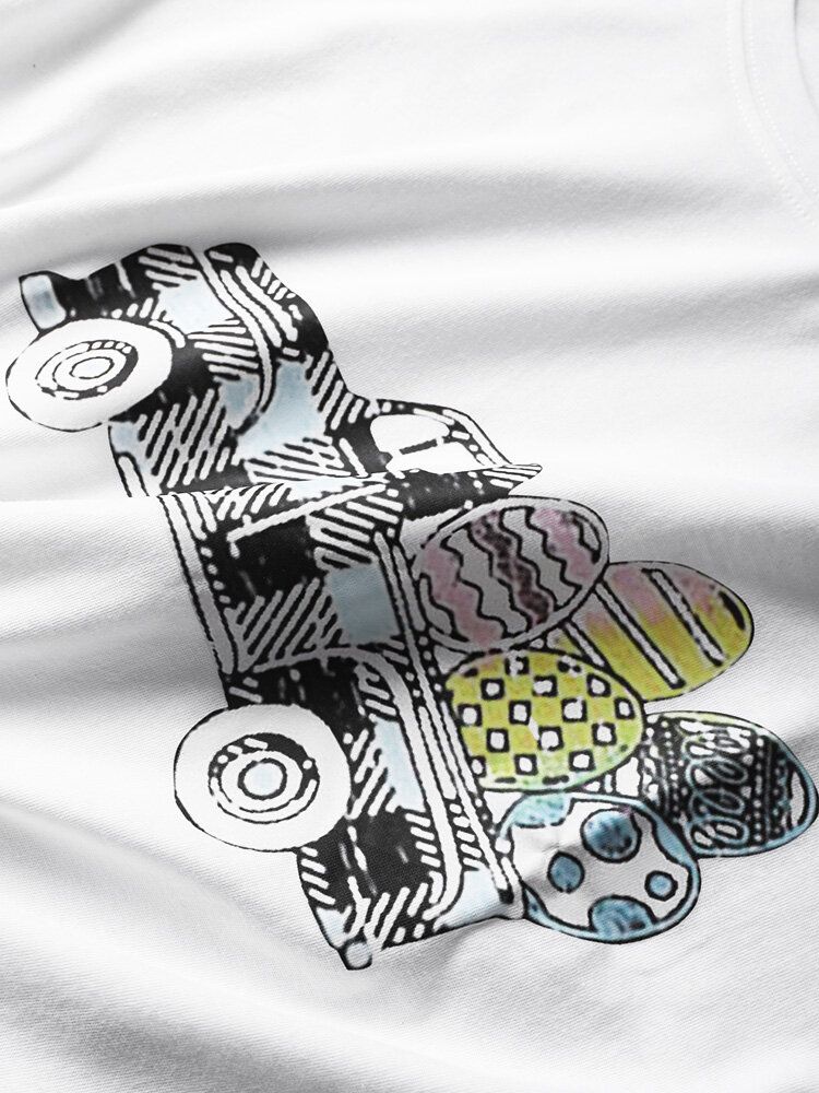 Camiseta Casual De Manga Corta Con Estampado De Pascua Para Coche