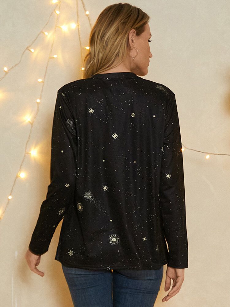 Camiseta Casual De Manga Larga Con Cuello Redondo Y Estrellas Con Estampado De Escorpio Para Mujer