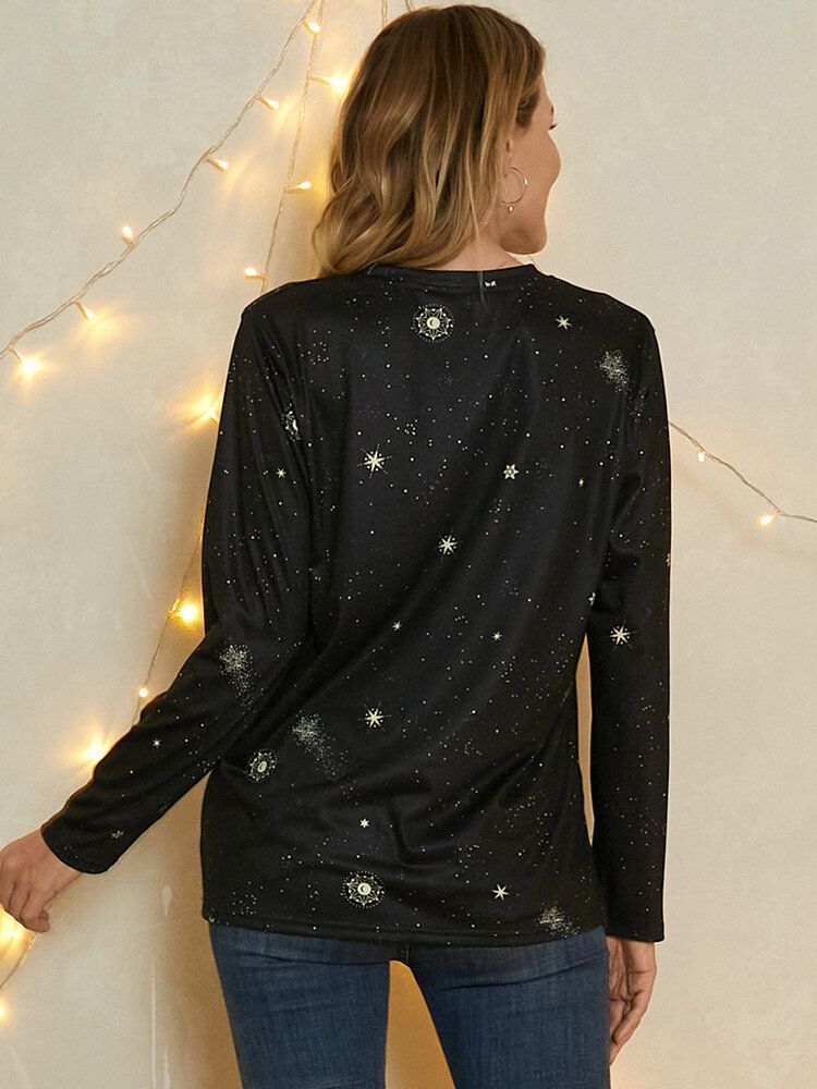 Camiseta Casual De Manga Larga Con Cuello Redondo Y Estrellas Con Estampado De Virgo Para Mujer