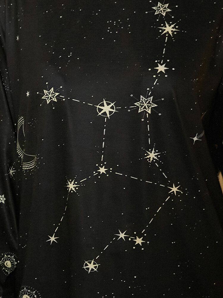 Camiseta Casual De Manga Larga Con Cuello Redondo Y Estrellas Con Estampado De Virgo Para Mujer