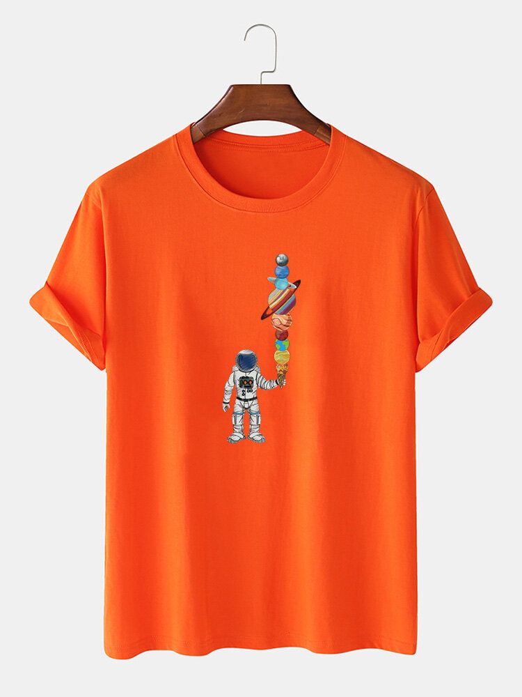 Camiseta Fina Ligera Informal Con Estampado De Helado De Astronauta De Dibujos Animados Para Hombre