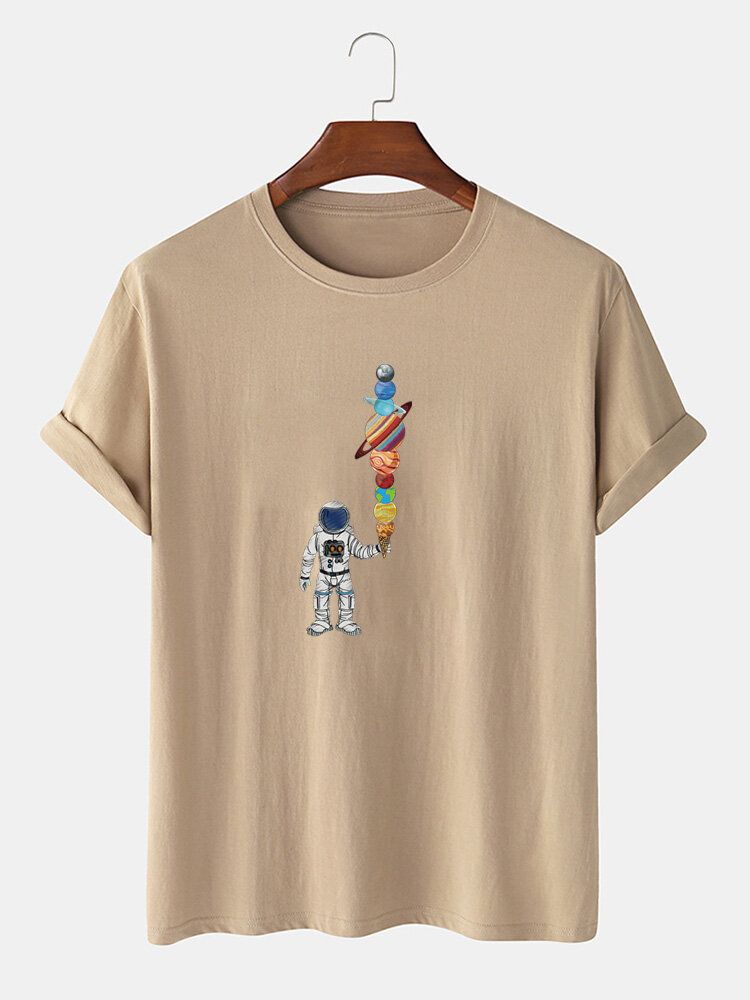 Camiseta Fina Ligera Informal Con Estampado De Helado De Astronauta De Dibujos Animados Para Hombre