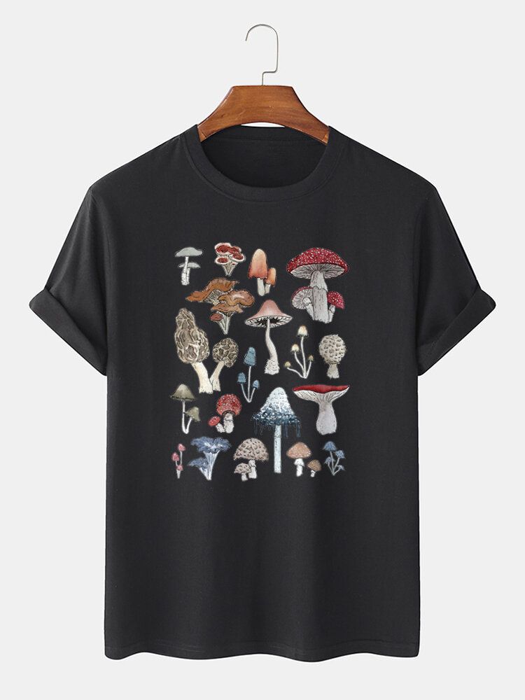 Camiseta De Manga Corta 100% Algodón Con Estampado De Hongos Para Hombre Espíritu Comunitario