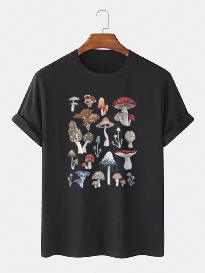 Camiseta De Manga Corta 100% Algodón Con Estampado De Hongos Para Hombre Espíritu Comunitario