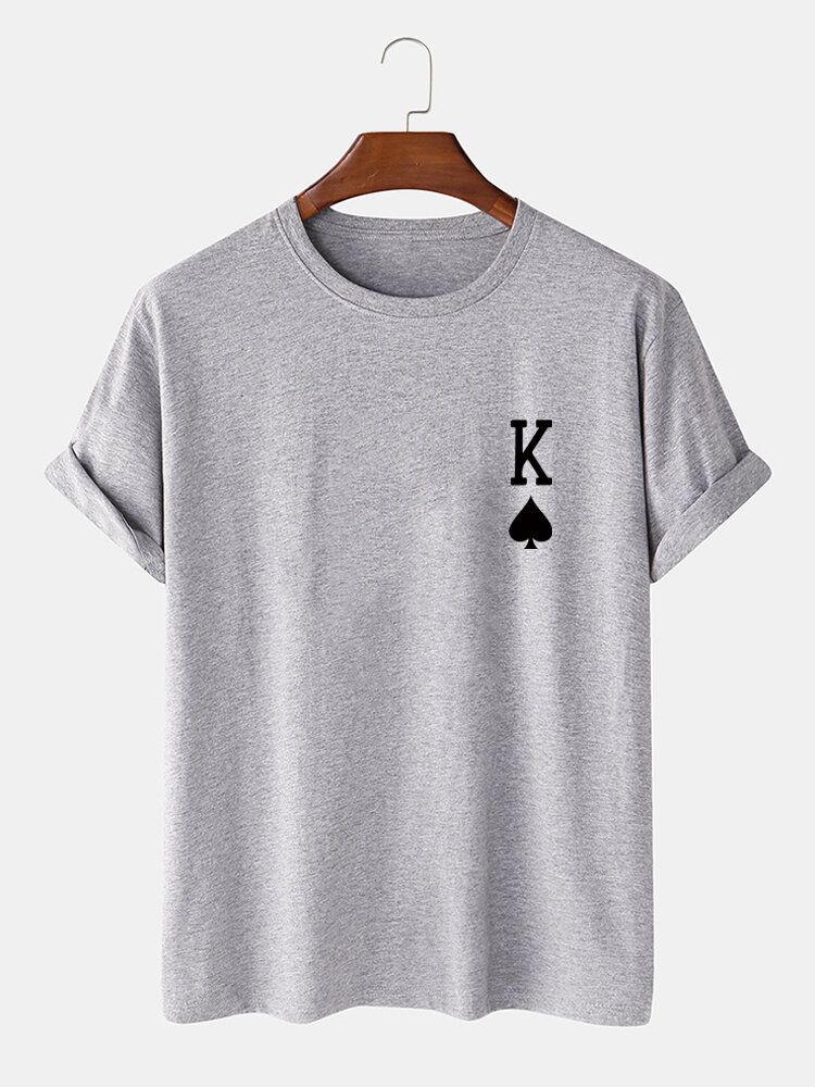 Camiseta De Manga Corta 100% Algodón Con Estampado King Of Spades Poker Para Hombre