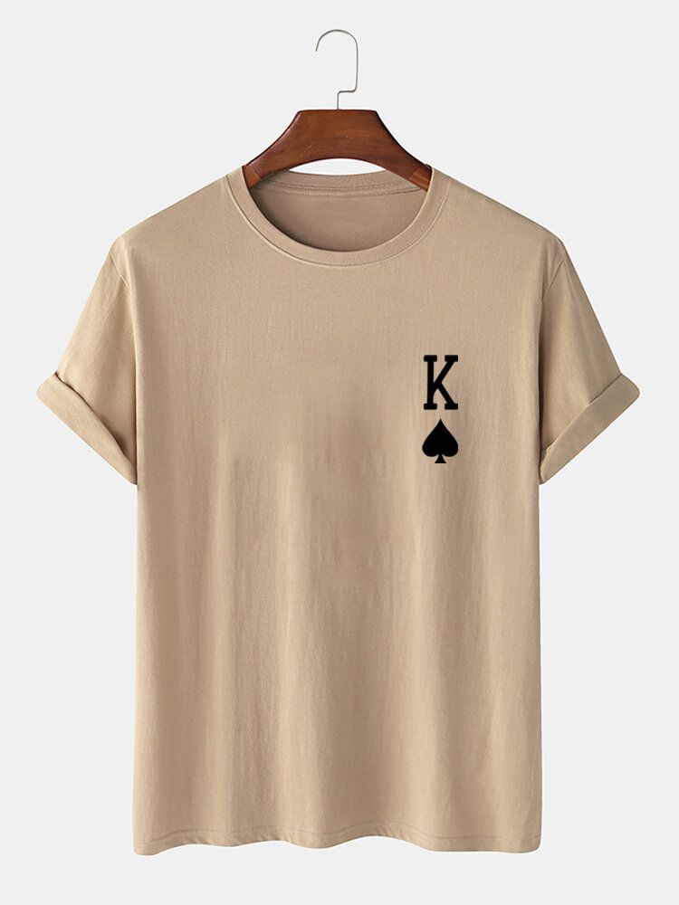 Camiseta De Manga Corta 100% Algodón Con Estampado King Of Spades Poker Para Hombre