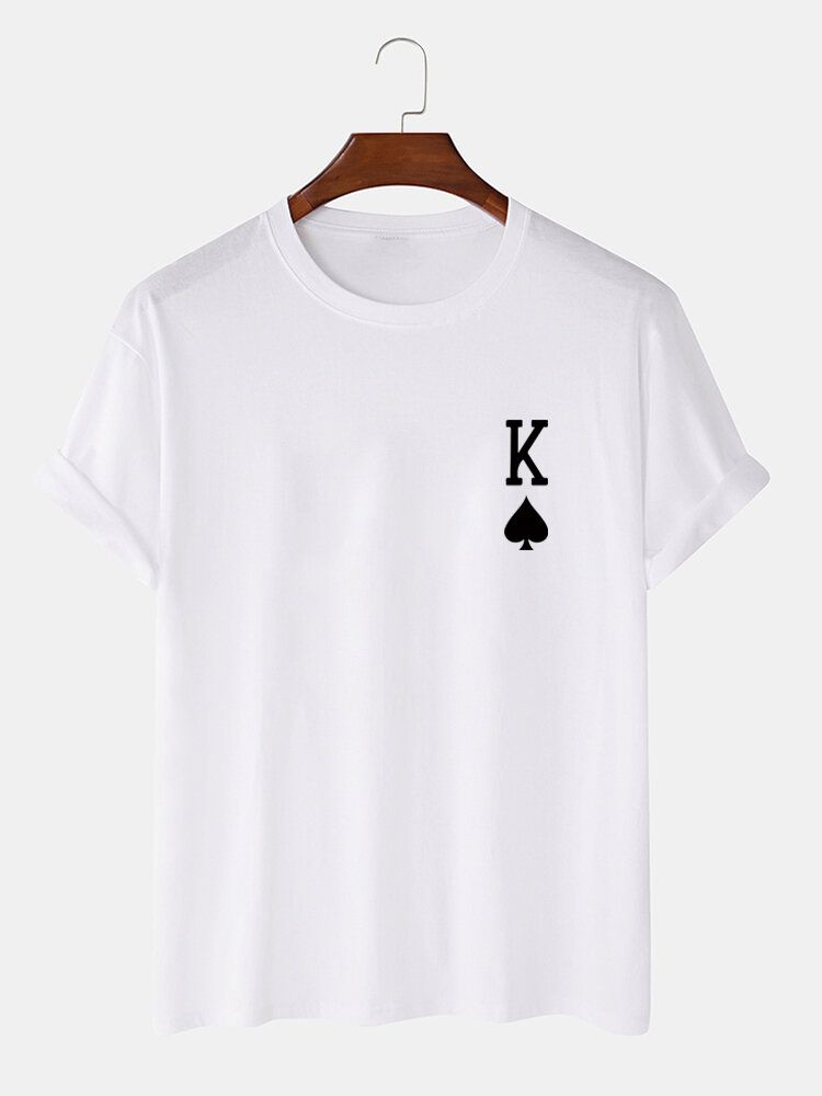 Camiseta De Manga Corta 100% Algodón Con Estampado King Of Spades Poker Para Hombre