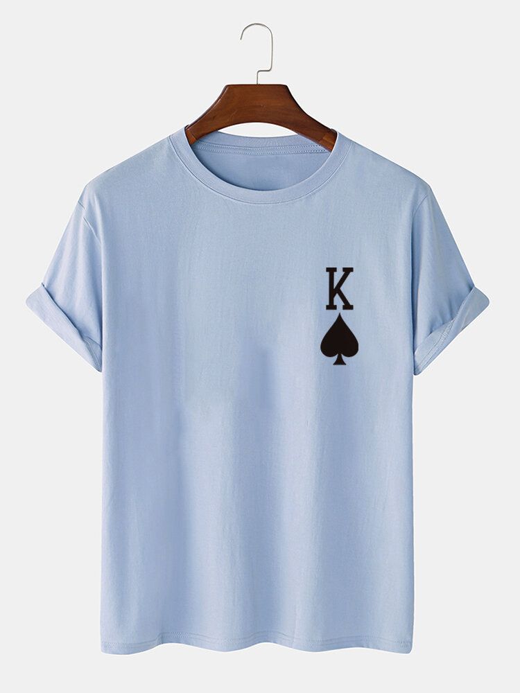 Camiseta De Manga Corta 100% Algodón Con Estampado King Of Spades Poker Para Hombre