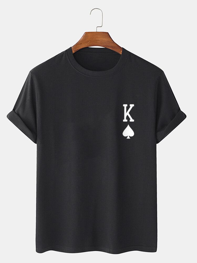 Camiseta De Manga Corta 100% Algodón Con Estampado King Of Spades Poker Para Hombre