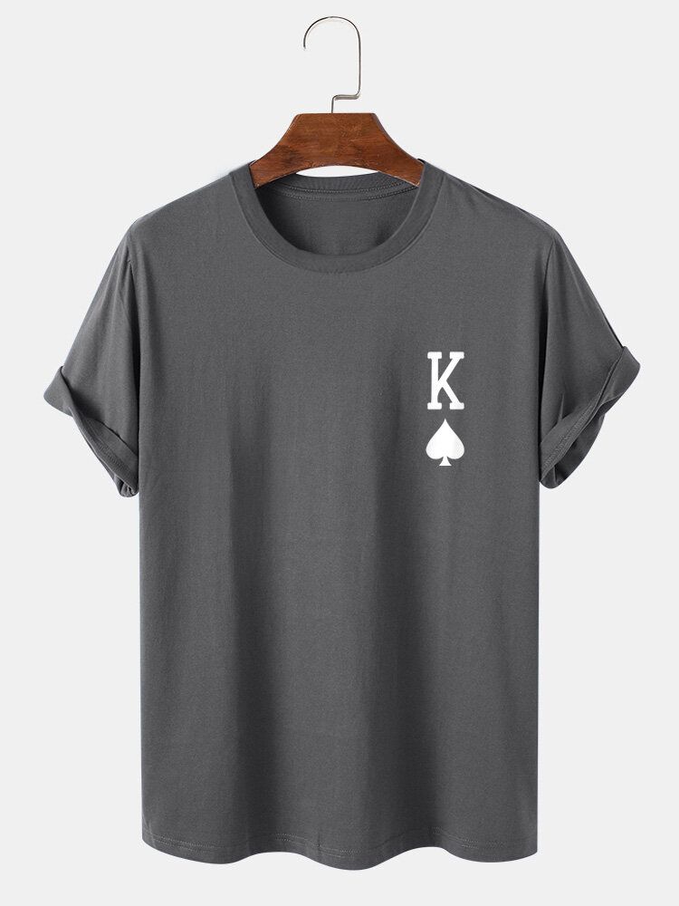 Camiseta De Manga Corta 100% Algodón Con Estampado King Of Spades Poker Para Hombre