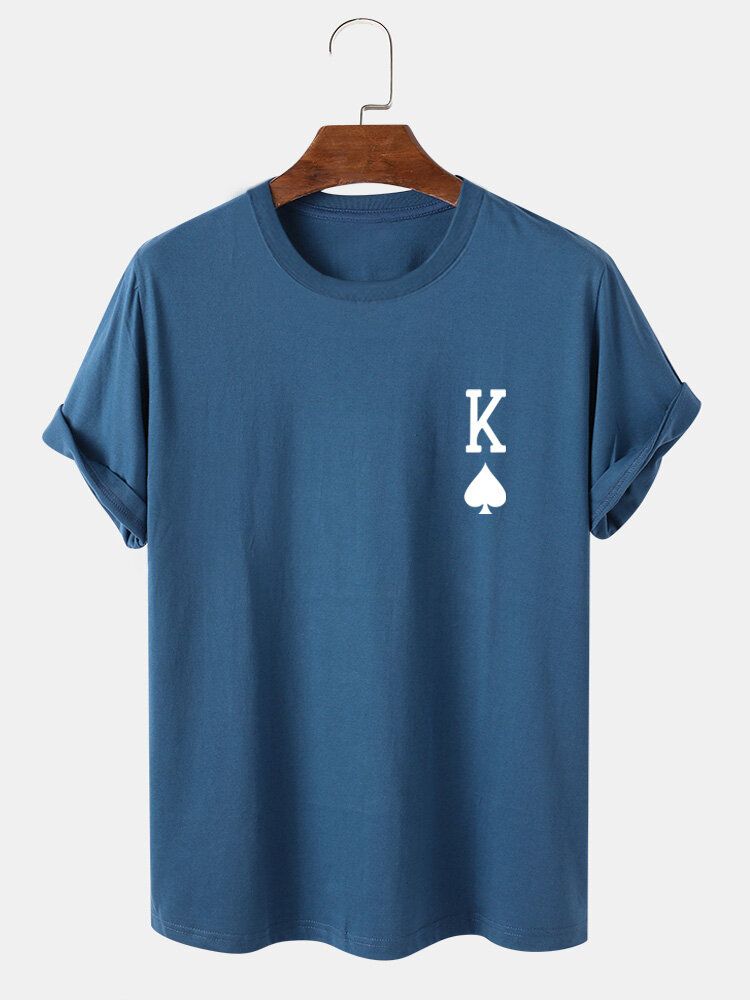 Camiseta De Manga Corta 100% Algodón Con Estampado King Of Spades Poker Para Hombre