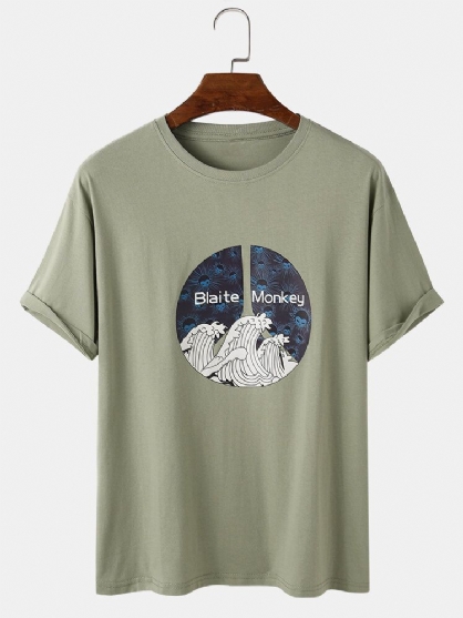 Camiseta De Manga Corta Con Cuello Redondo Y Estampado Gráfico Ukiyo Para Hombre