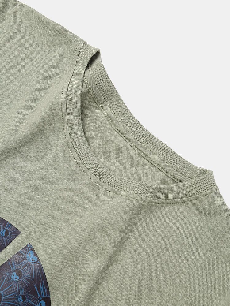 Camiseta De Manga Corta Con Cuello Redondo Y Estampado Gráfico Ukiyo Para Hombre