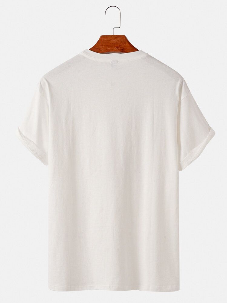 Camiseta De Manga Corta Diaria Con Cuello Redondo Y Estampado De Sol Abstracto Para Hombre