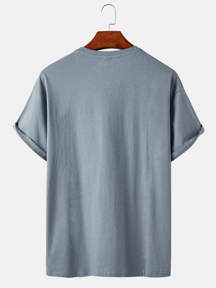 Camiseta De Manga Corta Diaria Con Cuello Redondo Y Estampado De Sol Abstracto Para Hombre