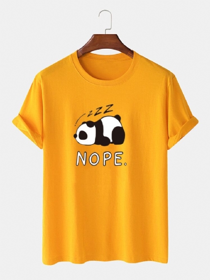 Camiseta De Manga Corta Informal Suelta 100% Algodón Con Estampado De Panda Nope Para Hombre