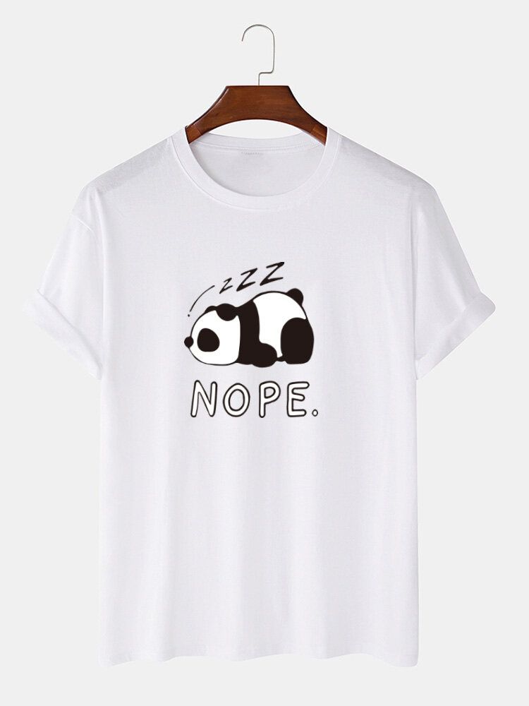 Camiseta De Manga Corta Informal Suelta 100% Algodón Con Estampado De Panda Nope Para Hombre