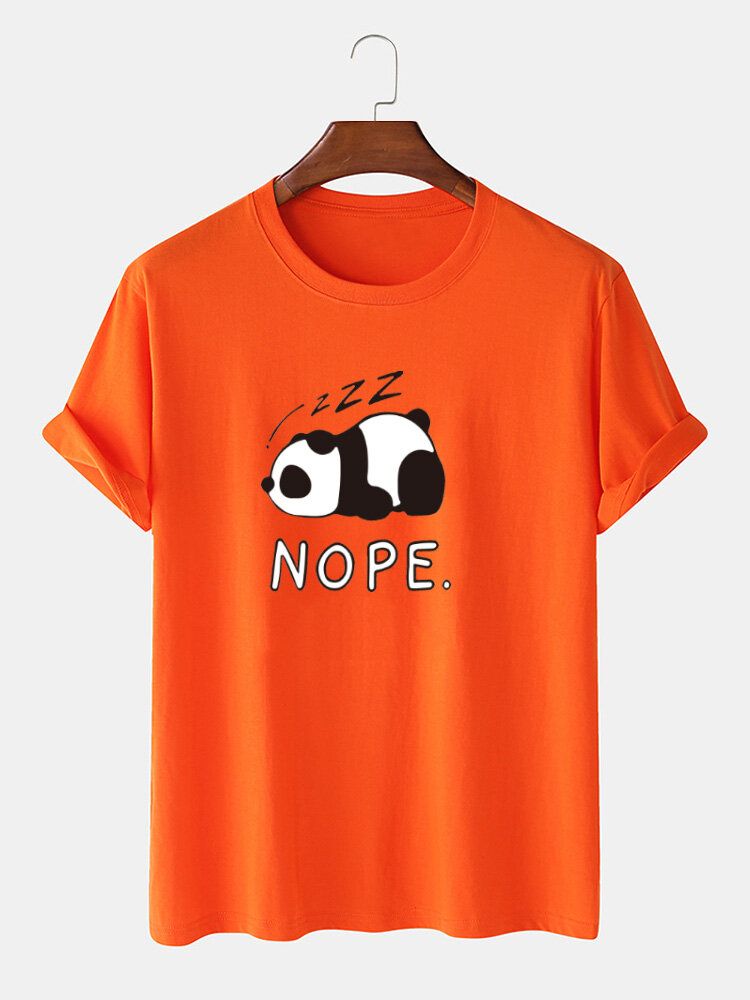 Camiseta De Manga Corta Informal Suelta 100% Algodón Con Estampado De Panda Nope Para Hombre