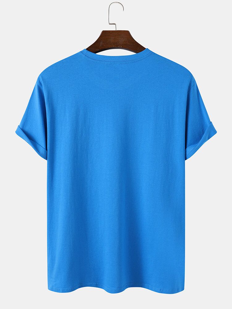 Camiseta De Manga Corta Suelta Informal 100% Algodón Con Estampado De Eslogan De Manos Para Hombre