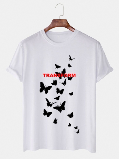 Camiseta De Manga Corta Suelta Informal Con Cuello Redondo Y Estampado De Mariposa Transform Para Hombre