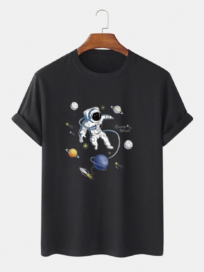 Camisetas 100% Algodón De Diseñador Con Estampado De Astronauta Y Manga Corta Transpirables