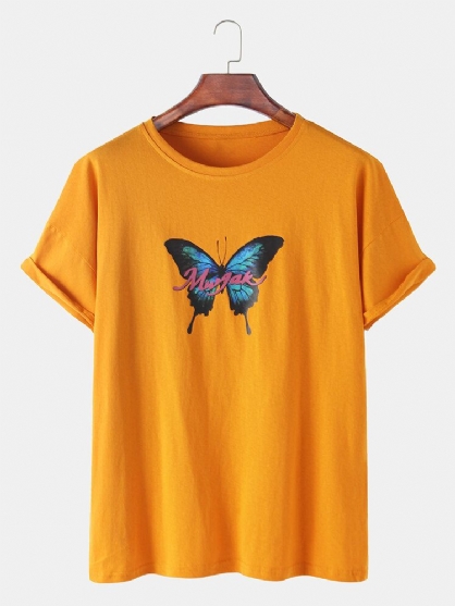 Camisetas De Algodón De Manga Corta Transpirables Con Estampado De Mariposas