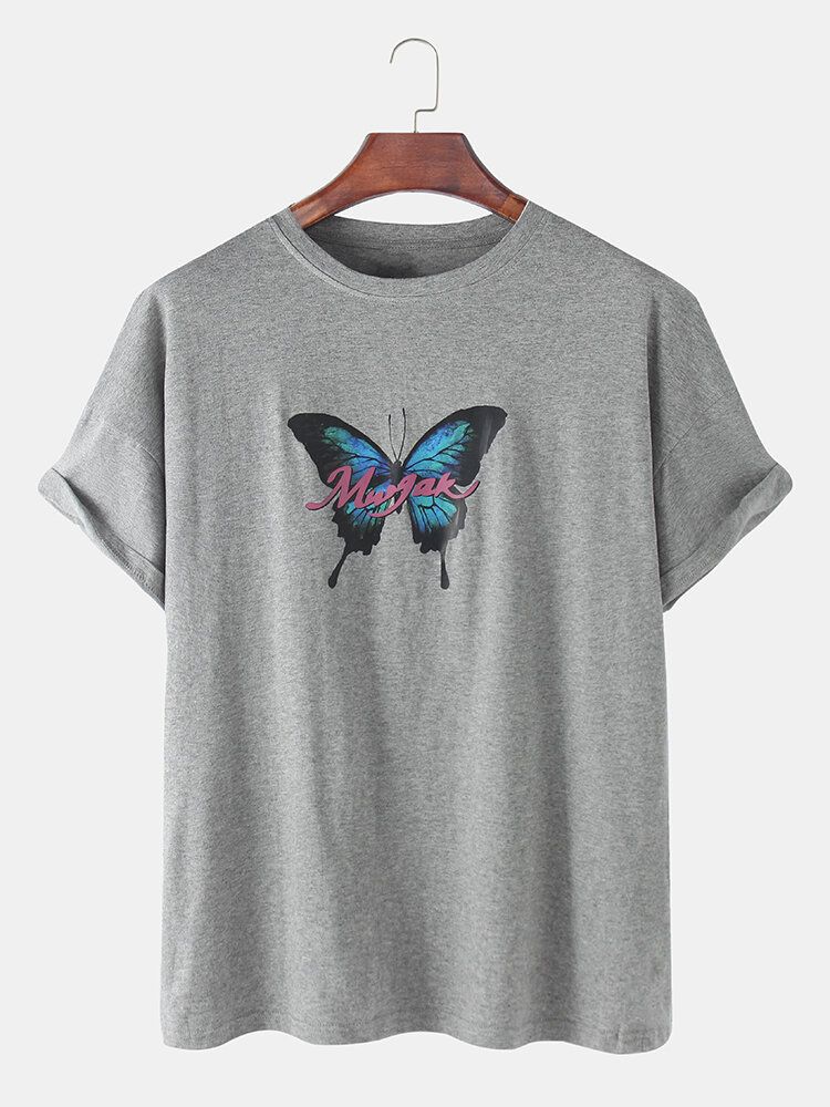 Camisetas De Algodón De Manga Corta Transpirables Con Estampado De Mariposas