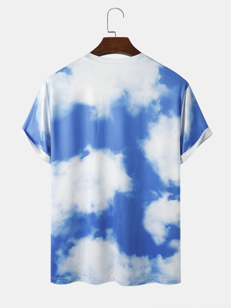 Camisetas Azules De Manga Corta Con Estampado Freedom Cloud Sky Para Hombre