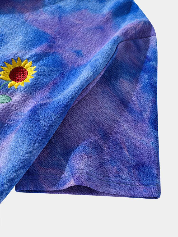 Camisetas Casuales Con Cuello Redondo Y Estampado De Girasol Para Hombre