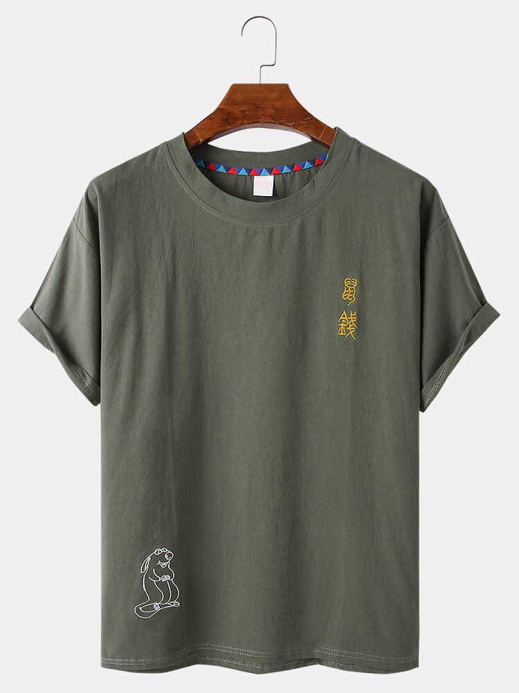 Camisetas Casuales De Manga Corta Con Cuello Redondo Y Bordado De Texto