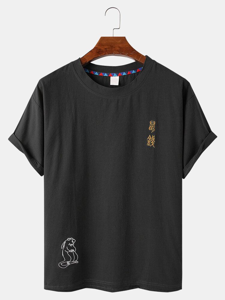 Camisetas Casuales De Manga Corta Con Cuello Redondo Y Bordado De Texto