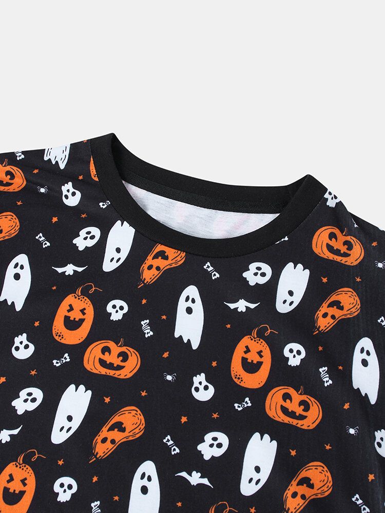 Camisetas Casuales De Manga Corta Con Cuello Redondo Y Dibujos Animados De Halloween Para Hombre