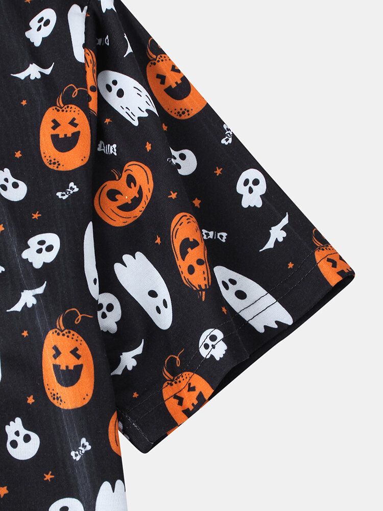 Camisetas Casuales De Manga Corta Con Cuello Redondo Y Dibujos Animados De Halloween Para Hombre