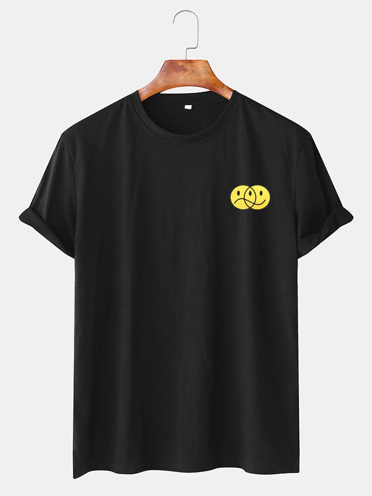 Camisetas Casuales De Manga Corta Con Estampado De Emojis Divertidos Para Hombre