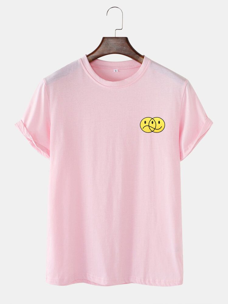 Camisetas Casuales De Manga Corta Con Estampado De Emojis Divertidos Para Hombre