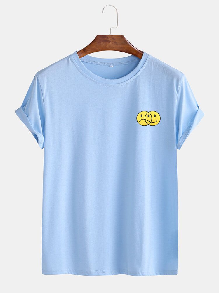 Camisetas Casuales De Manga Corta Con Estampado De Emojis Divertidos Para Hombre