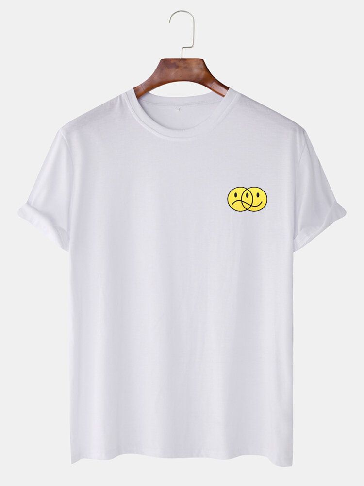 Camisetas Casuales De Manga Corta Con Estampado De Emojis Divertidos Para Hombre