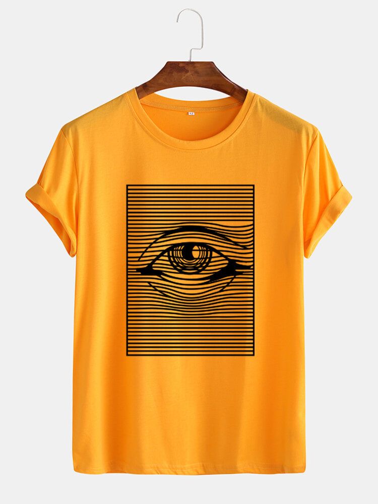 Camisetas Casuales De Manga Corta Con Estampado De Ojos Para Hombre