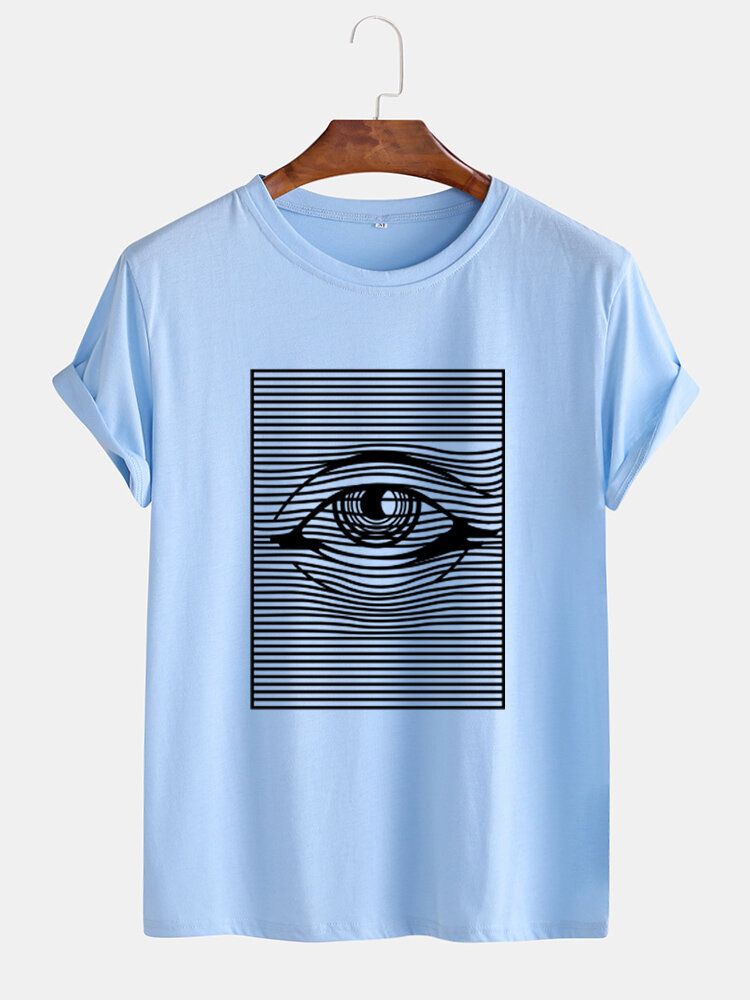 Camisetas Casuales De Manga Corta Con Estampado De Ojos Para Hombre