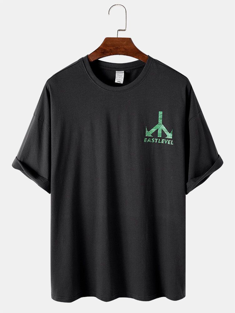 Camisetas De Corte Holgado De Manga Corta Con Estampado De Letras De Planta De Algodón 100% Para Hombre