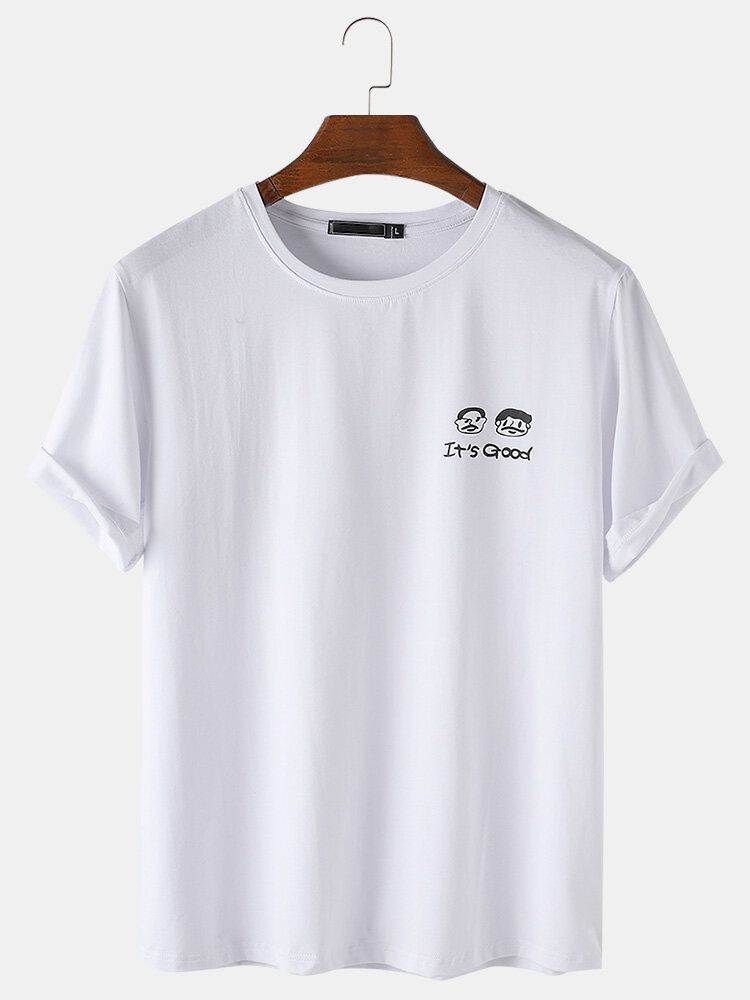 Camisetas De Cuello Redondo Informales Ligeras Sueltas Lisas De Personaje De Dibujos Animados De Algodón Para Hombre