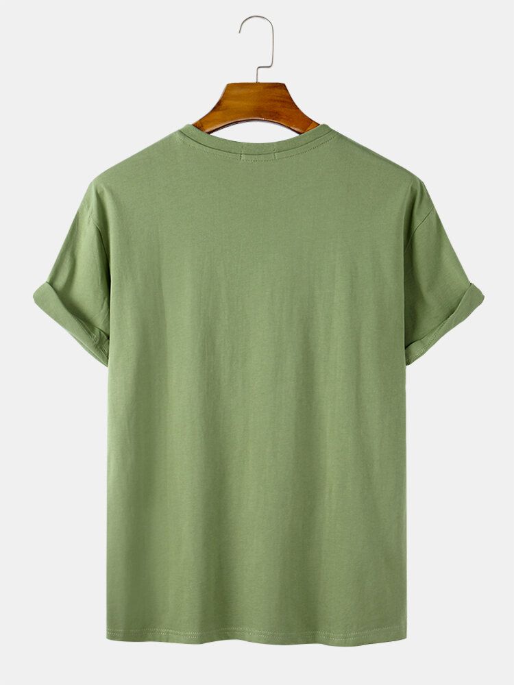 Camisetas De Cuello Redondo Sueltas Lisas Y Transpirables De Algodón Para Hombre