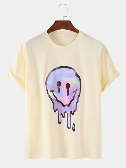 Camisetas De Diseñador De Manga Corta Con Cuello Redondo De Algodón Con Estampado De Emojis Divertidos