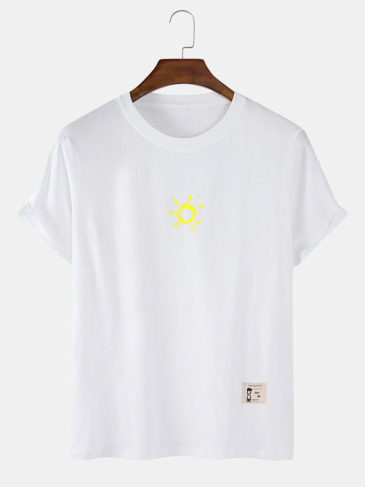 Camisetas De Diseñador De Manga Corta Con Cuello Redondo Y Estampado De Sol Simple De Algodón